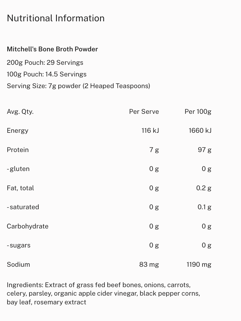 Mitchells Nutrition - Bone Broth Powder